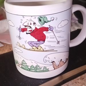 Vintage skiing coffee cup